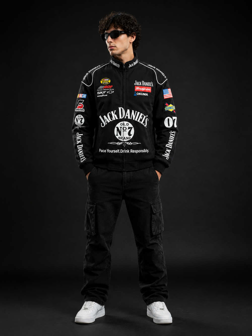 AUREX Jack Daniel's Old No.7 Racing Jacket  Black NASCAR Puffer
