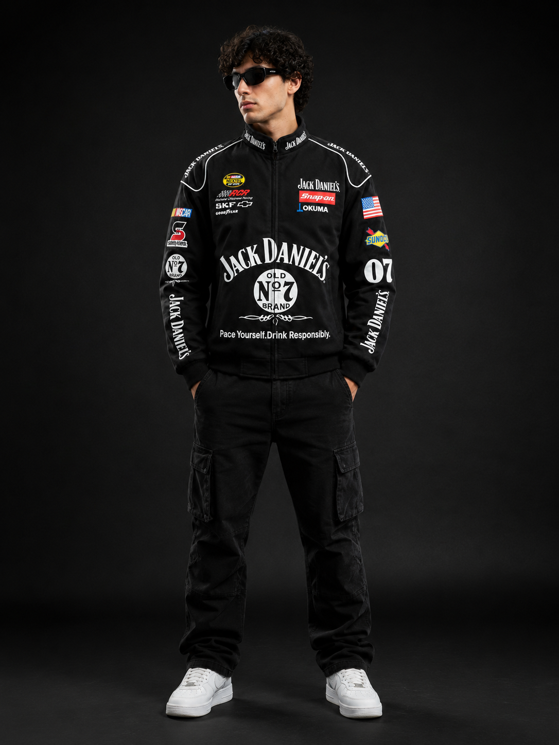 AUREX Jack Daniel's Old No.7 Racing Jacket  Black NASCAR Puffer