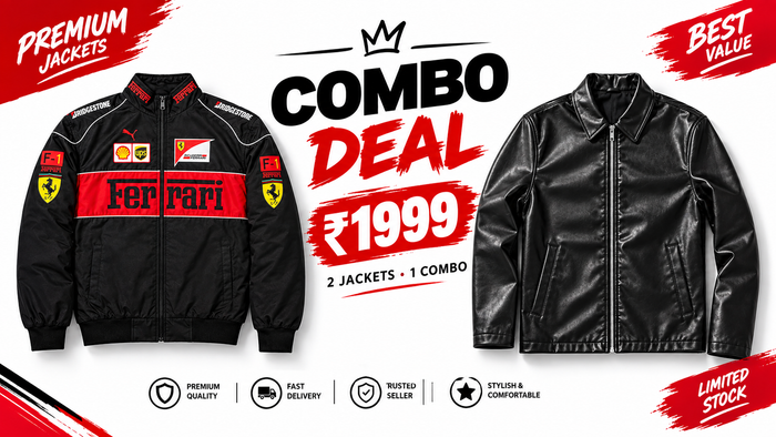 Premium Collection – Black Racing & Boxy Fit Leather Jacket