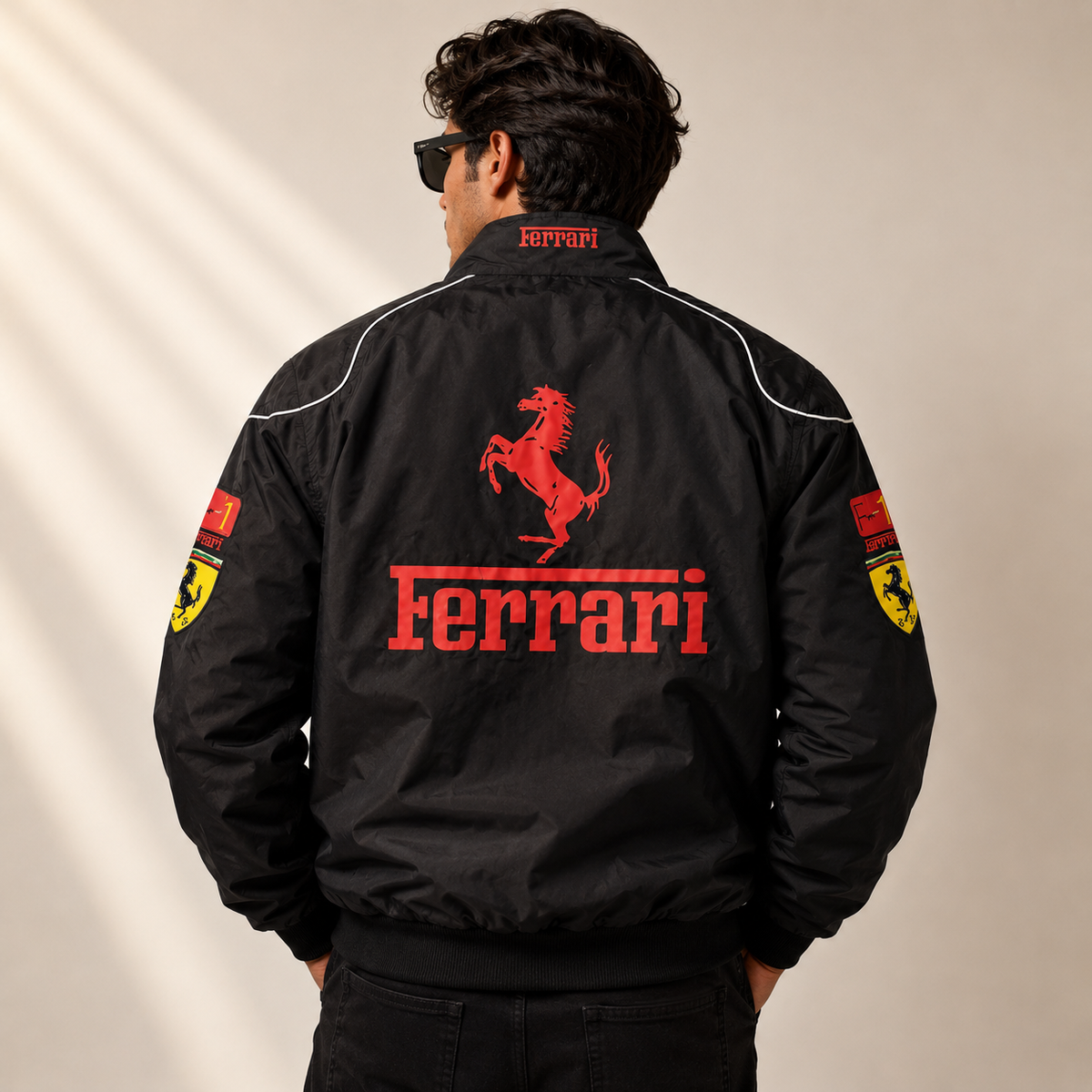 Premium Collection – Black Racing & Boxy Fit Leather Jacket