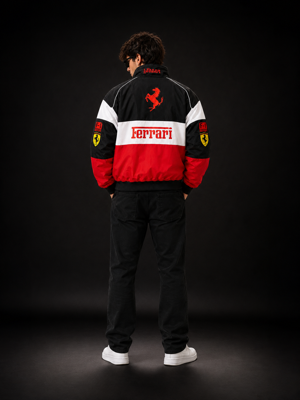 AUREX Red & Black Motorsport-Inspired Puffer Jacket