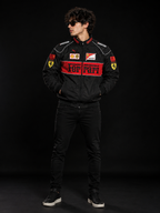 AUREX Black Motorsport-Inspired Puffer Jacket