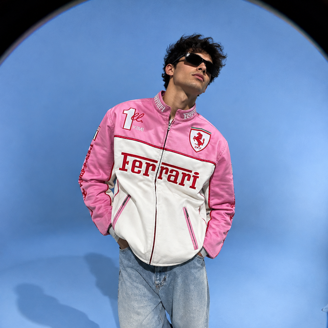 Pink Ferrari Leather Jacket – AUREX Streetwear