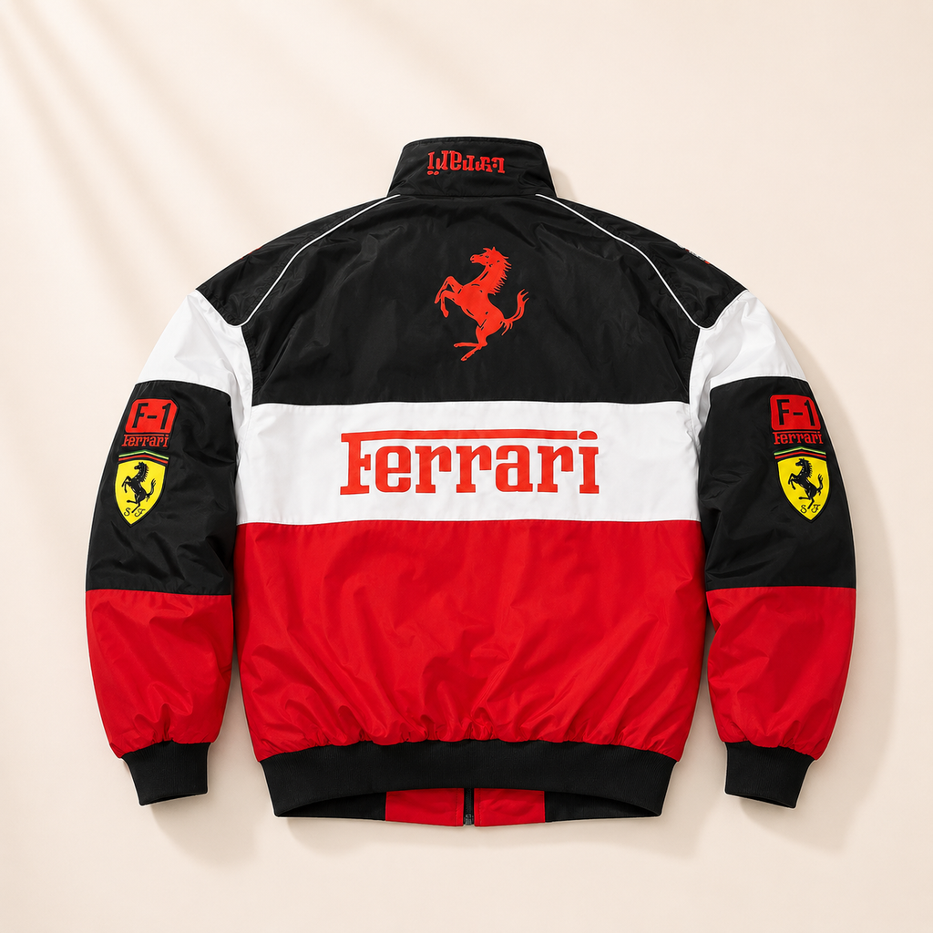 AUREX Red & Black Motorsport-Inspired Puffer Jacket