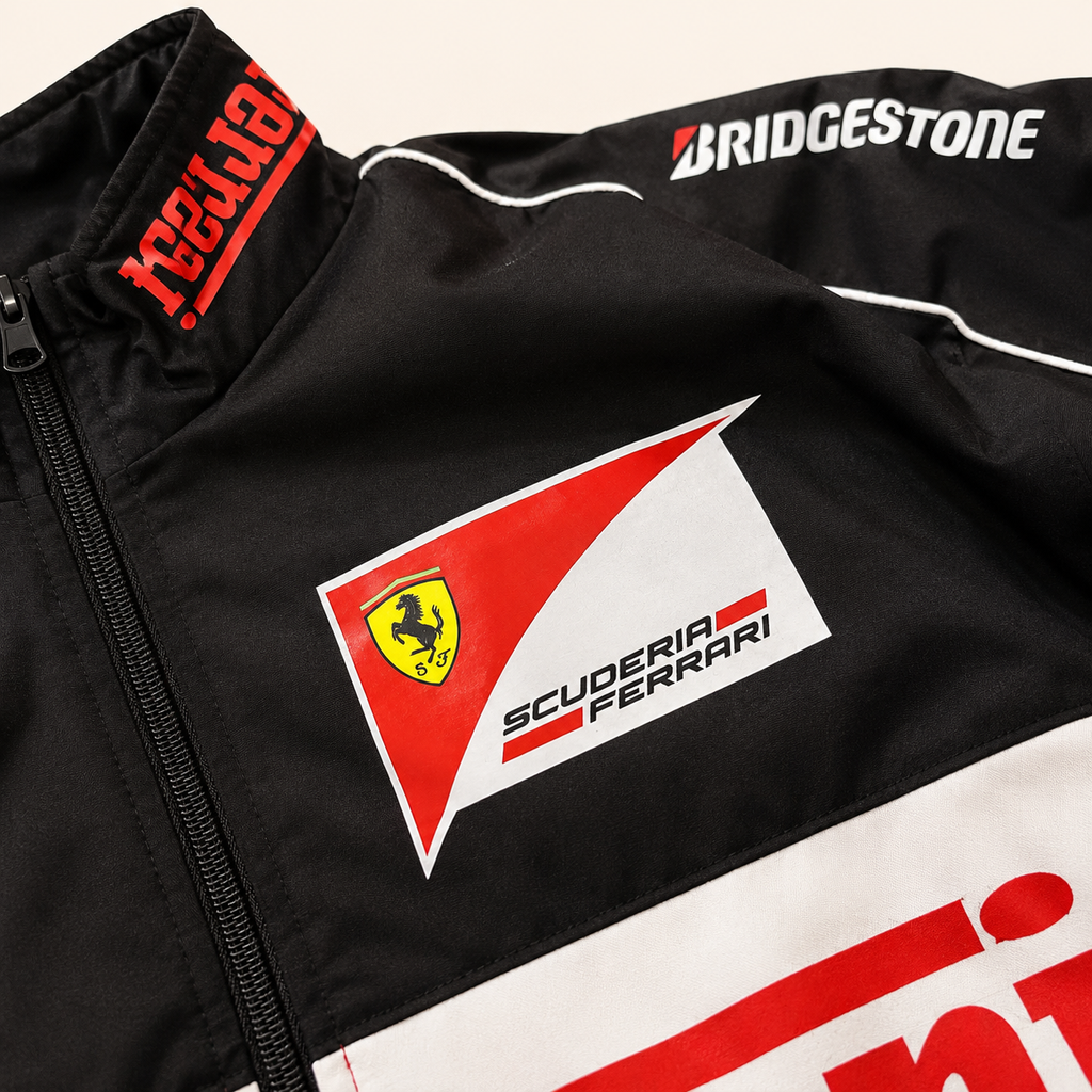 AUREX Red & Black Motorsport-Inspired Puffer Jacket