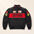 AUREX Black Motorsport-Inspired Puffer Jacket