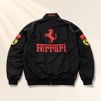 AUREX Black Motorsport-Inspired Puffer Jacket