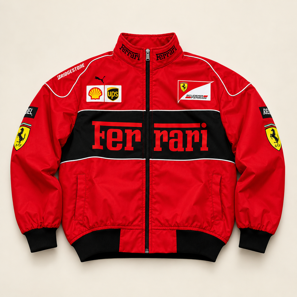 AUREX Premium Red Puffer Jacket – Motorsport Streetwear
